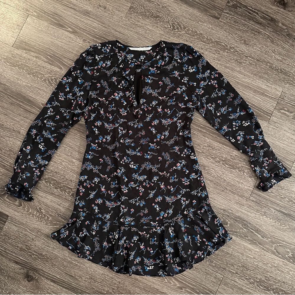 Veronica Beard Preston Long-Sleeve Floral-Print Silk Dress